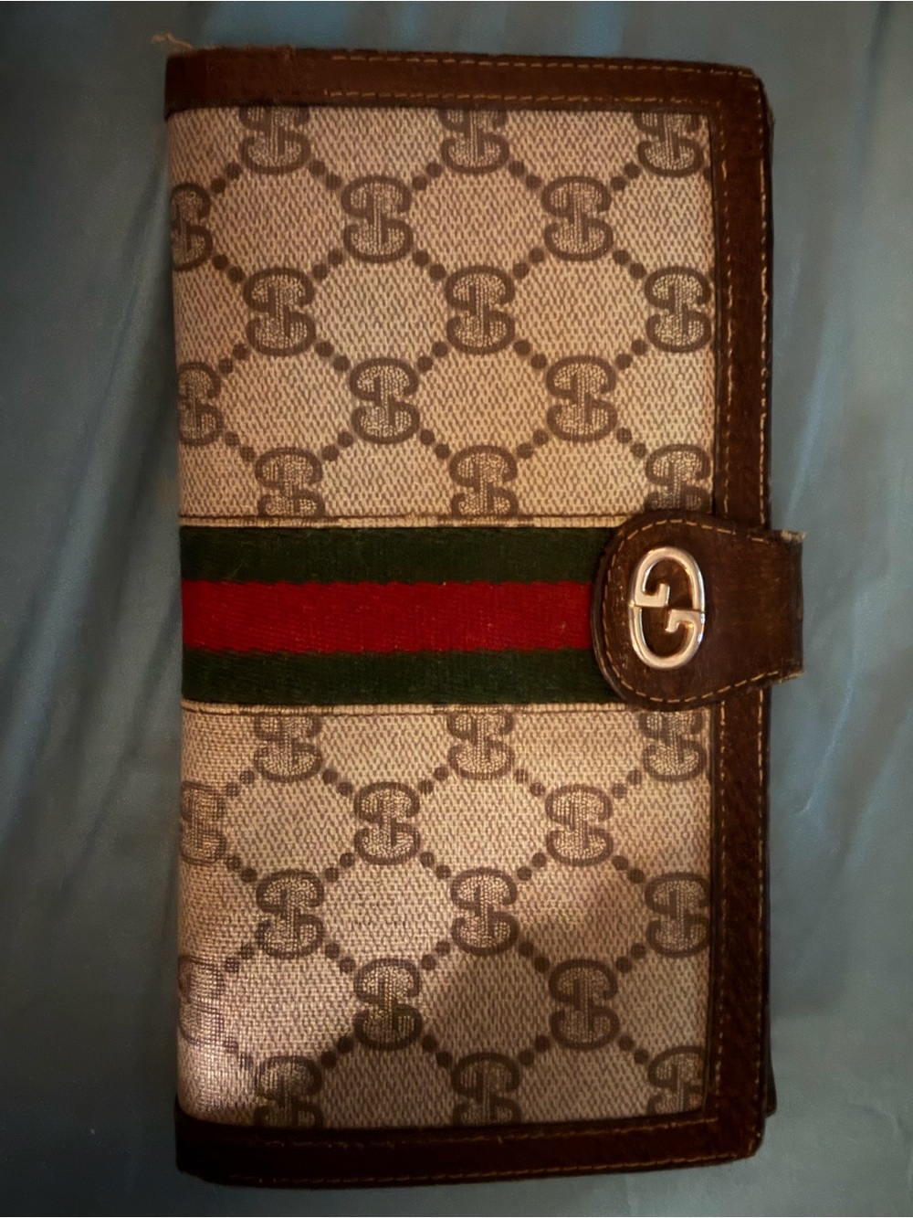 Vintage Gucci GG Monogram Web Tri-Fold Wallet with Coin Purse